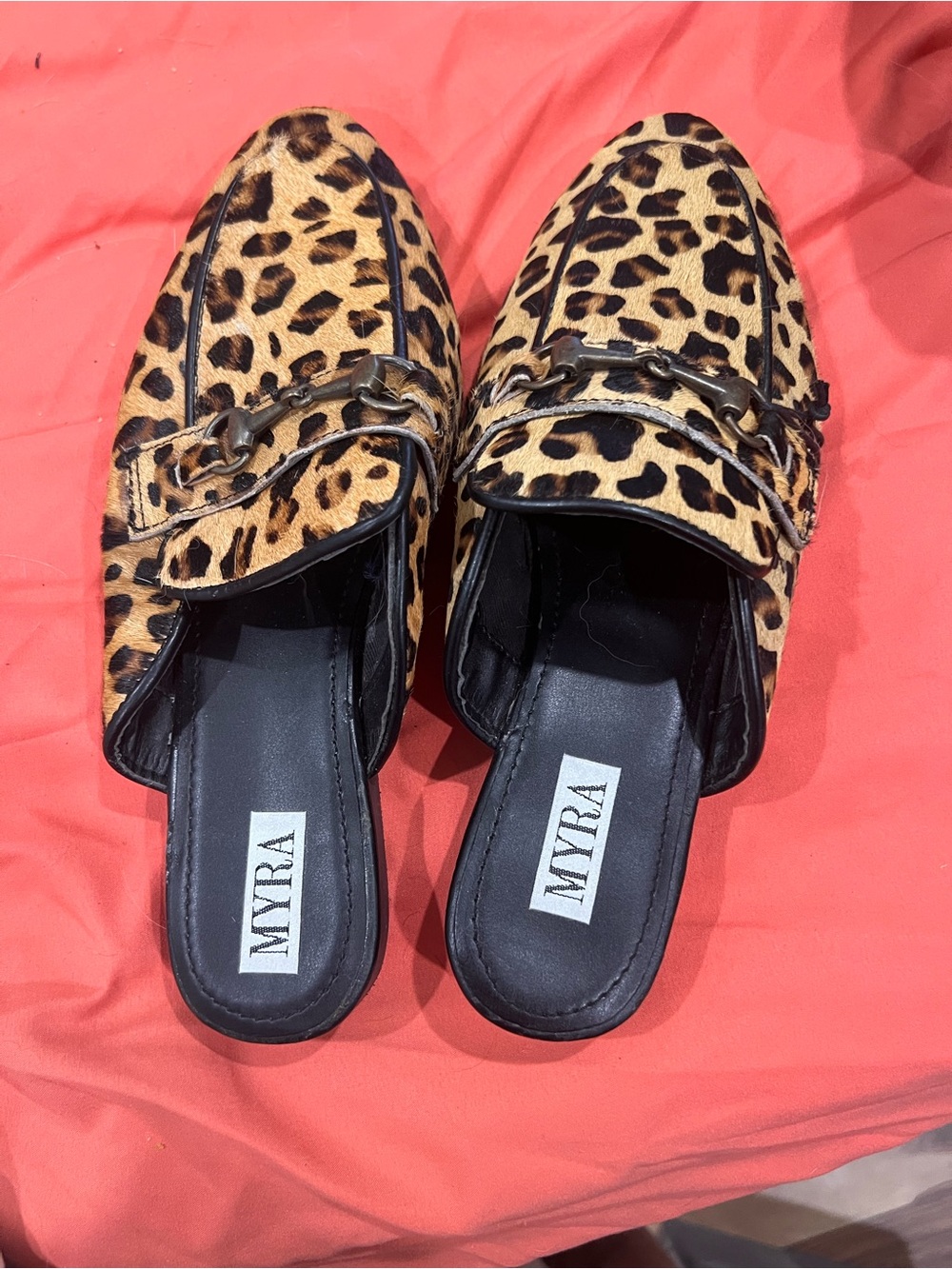 Myra Bag Leopard Print Chain-Trim Mules - Tan/Black